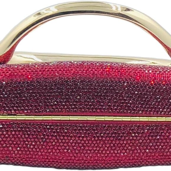 Burgundy Sparkly Crystal Clutch Purse - Perfect for Weddings & Formal Events - Picture 7 of 8